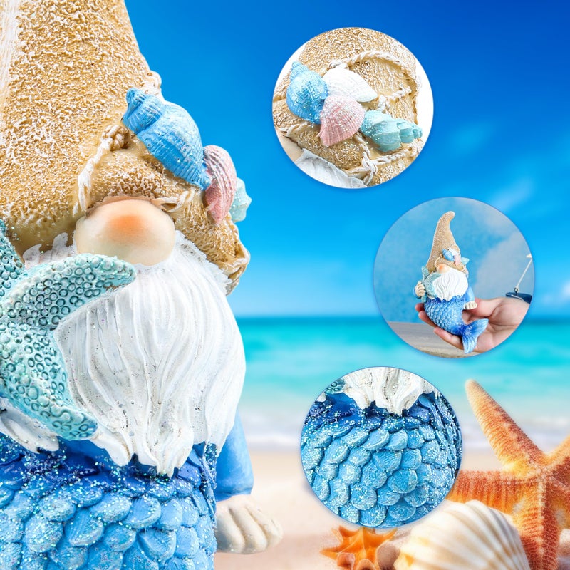 Leekung Mermaid Garden gnome Statue Outdoor Decor,Mermaid gnome Figurine for Outside Indoor Patio Lawn Yard Porch Shelf Bookshelf Edge Table windowsill Decoration,Beach Ocean Sculpture - Image 3